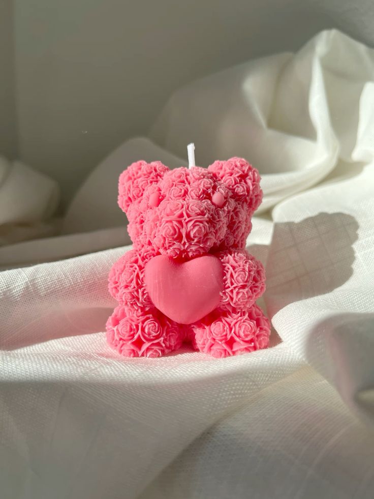 pink teddy bear candle teddy candle