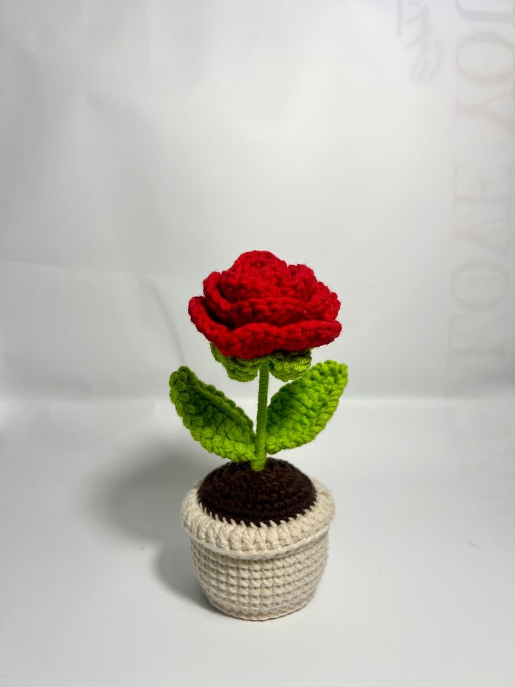 crochet rose pot