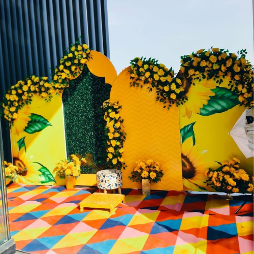 sunflower haldi decoration